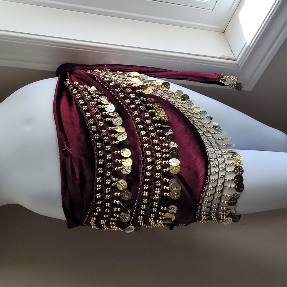 Nwot Burgandy Belly Dancing tie skirt